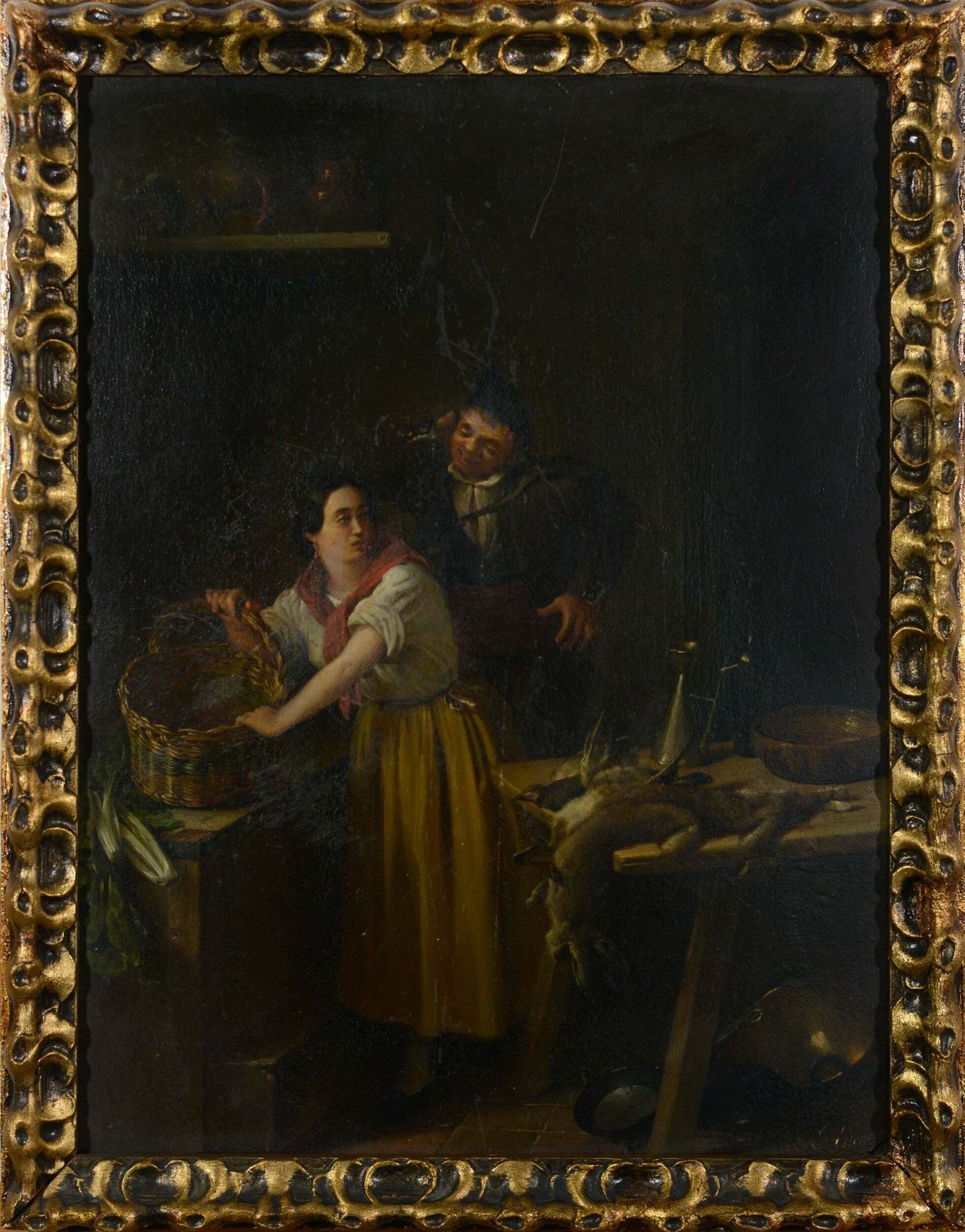 Genrestuk Keukenscène   18e Of Begin 19e Eeuw   Gesigneerd photo furniture