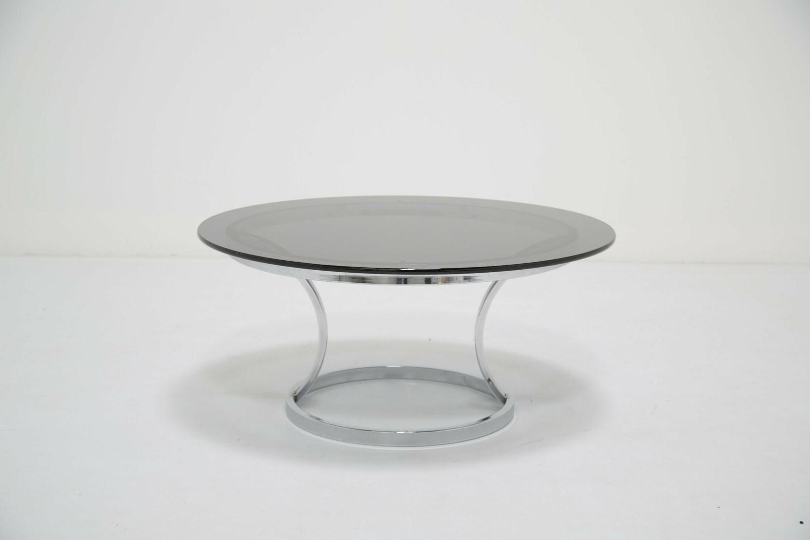 Mid Century Chrome And Smoked Glass Coffee Table, USA, 1970s. photo for sale