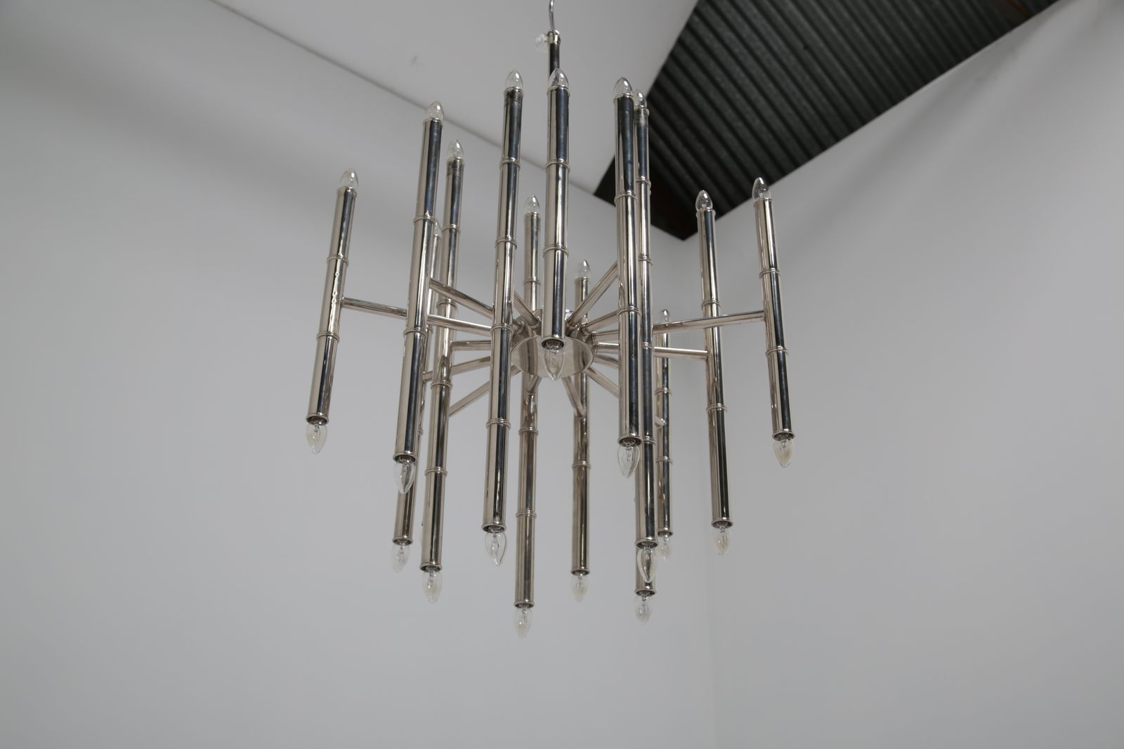 photo buy Contemporary Chrome Chandelier “Meurice” By Jonathan Adler, United Kingdom, 2000s.