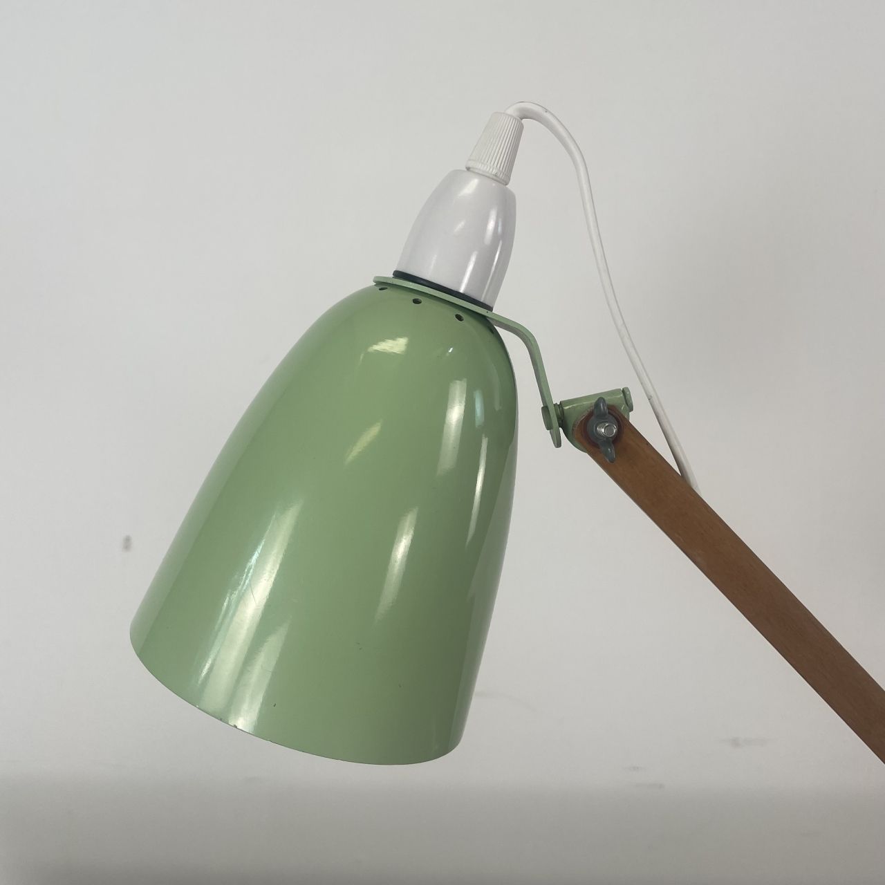 Vintage Maclamp In Pastel Green With Wooden Arms photo vintage
