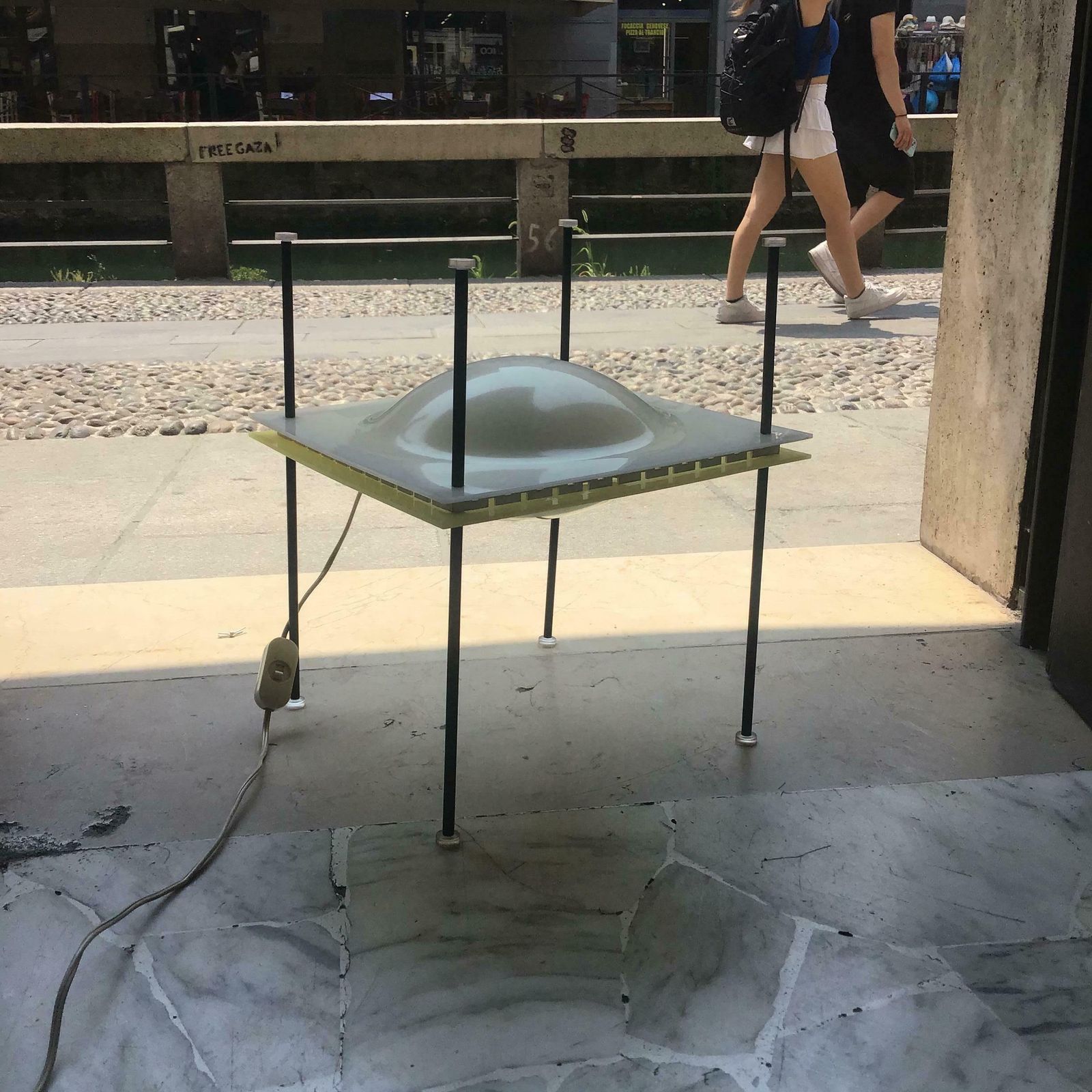 Lighting Ettore Sottsass “Palafitta” Table Lamp Brass Plexiglas, 1957, Italy photo