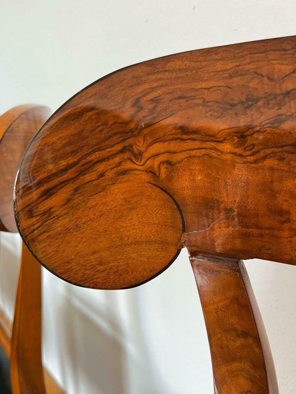 Biedermeier Shovel Chair, Walnut Veneer, Black Leather, Austria Circa 1820 photo Furniture