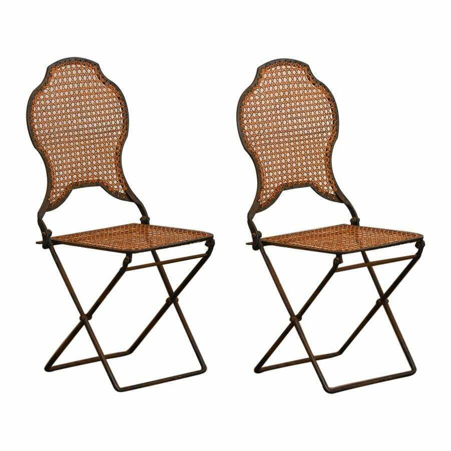 Pair Of Folding Iron Chairs, Early 20th Century