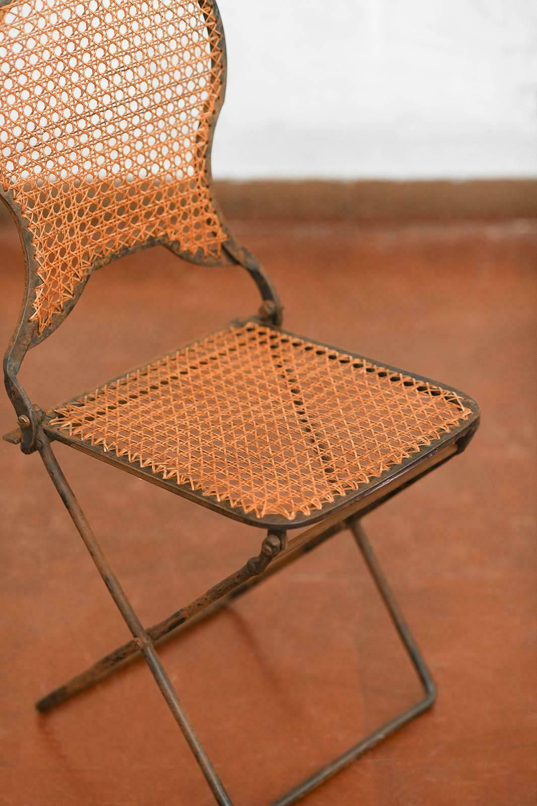 Pair Of Folding Iron Chairs, Early 20th Century photo for sale