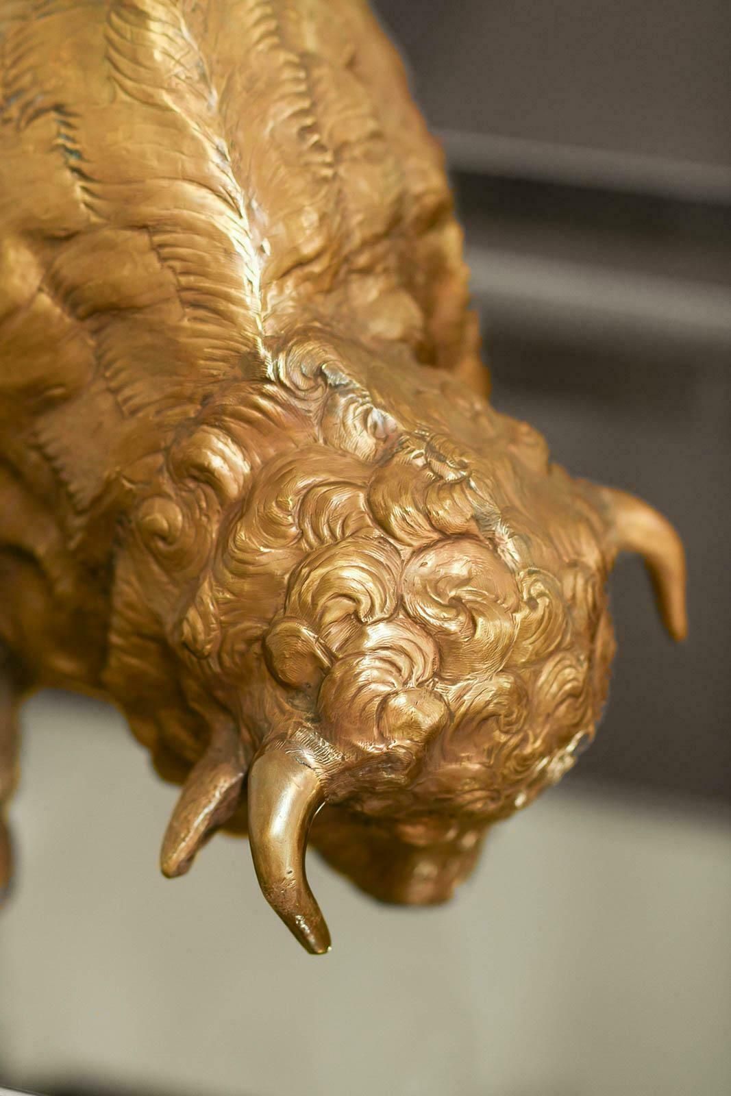 Large Brass Bison By Edizioni Molto, 1970s Style photo Art