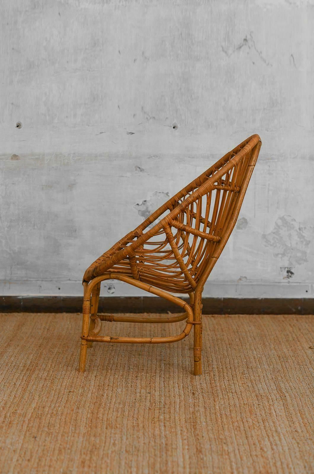 Pair Of Pod Chairs In Bamboo, Italy 1970 photo 2888.0