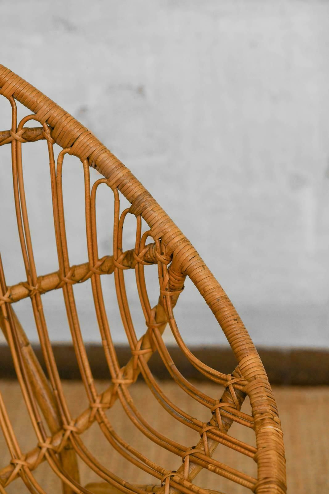 Pair Of Pod Chairs In Bamboo, Italy 1970 photo vintage