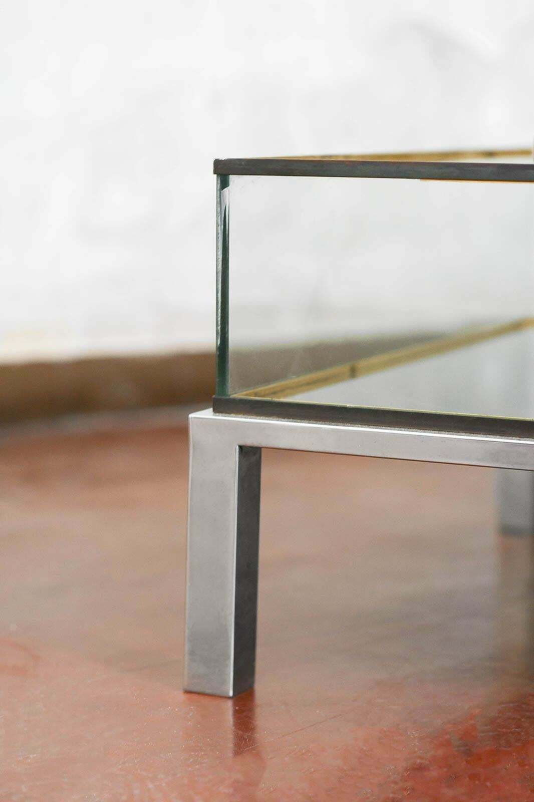 Sliding Top Table With Shelf And Brass Frame, In The Style Of Maison Jansen, 70s photo 2166.0
