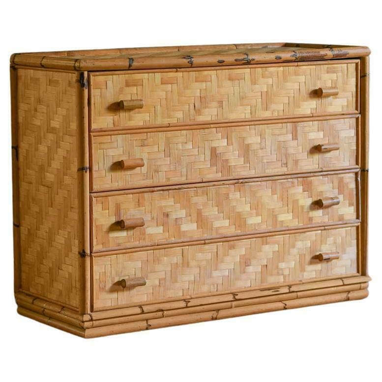 Chest Of Drawers In Bamboo And Pressed Bamboo, Italy 1980