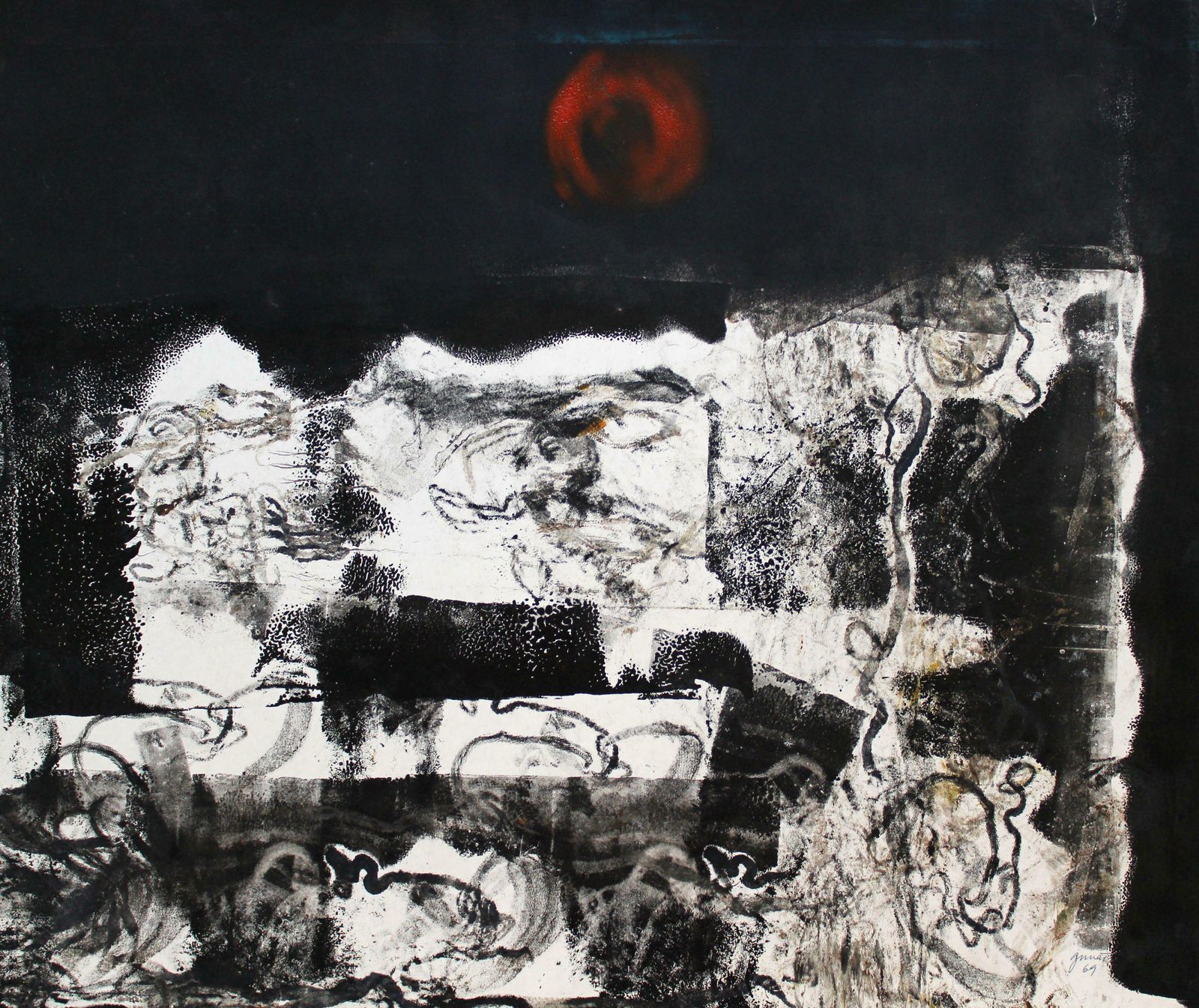 Gunars Klavared Sun. 1969, Gouache On Paper, 59x70 Cm1969