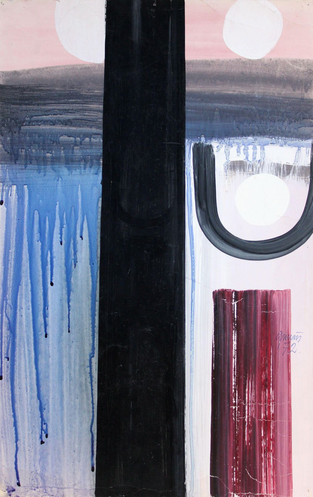 Gunars Klavaabstraction 3. 1972, Paper, Gouache, 55x35 Cm1972