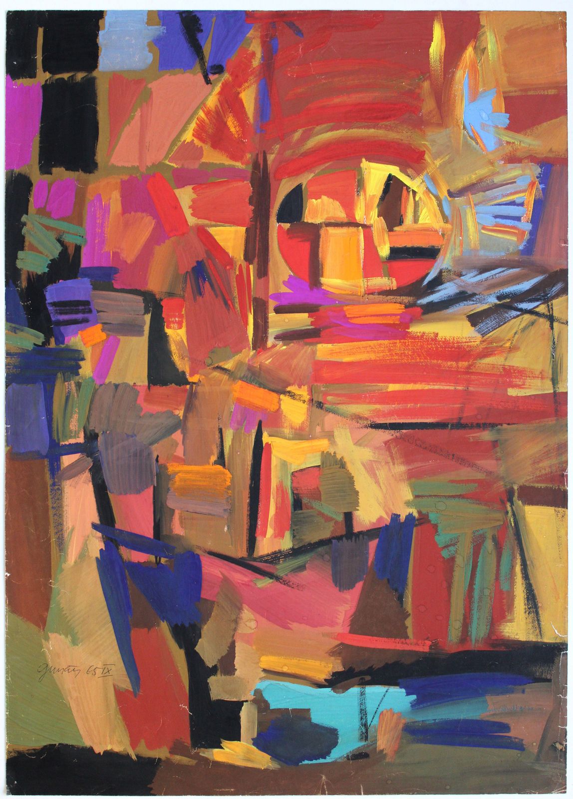 Gunars Klavaabstraction 5. 1965, Paper, Gouache, 83, 5 X 59, 5 Cm1965 photo furniture