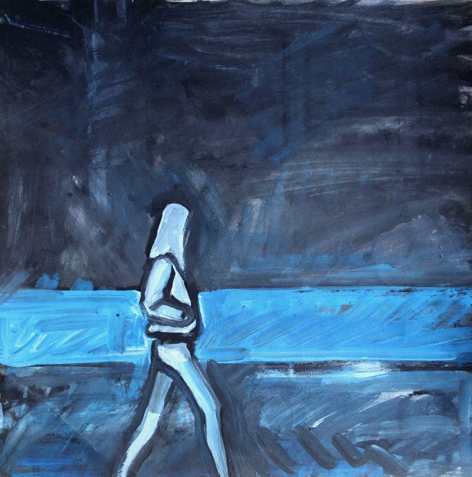 Ansis Butnorwalking Along The Sea. 2024, Gouache, Paper, 25x25 Cm2024