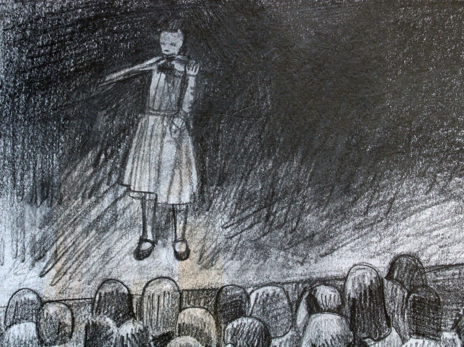 Ansis Butnorthe Little Violinist. 2021., Pencil, Paper, 25x25 Cm2021 photo vinterior