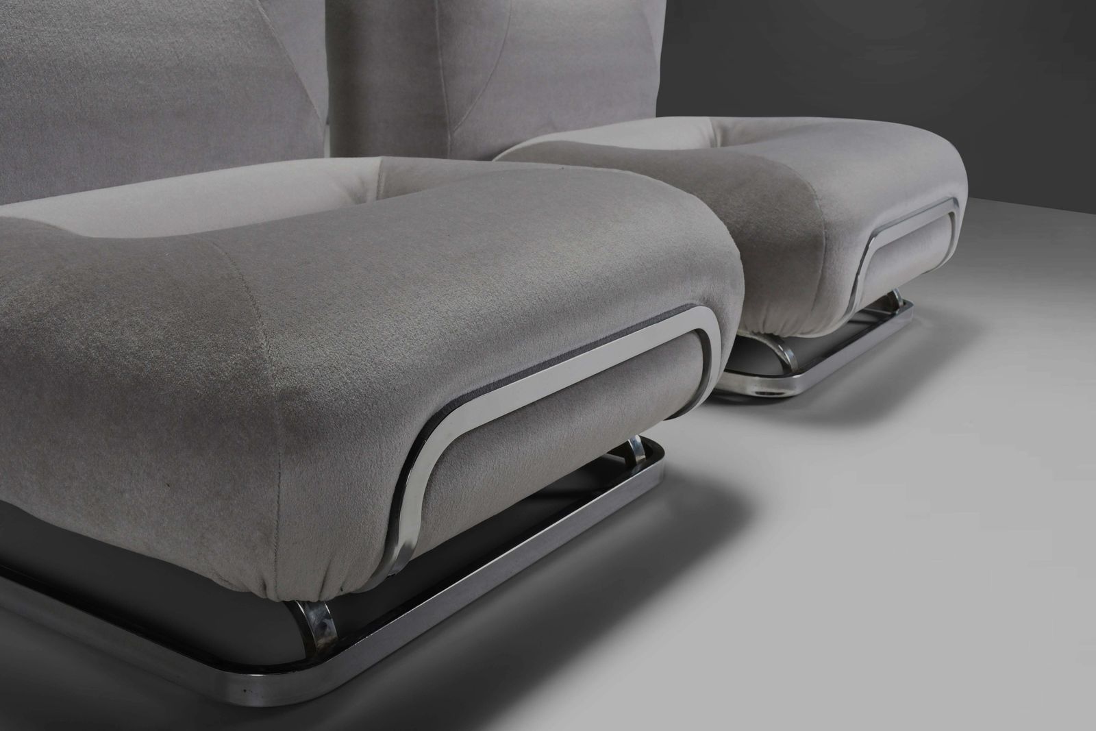 Beautiful Grey Mohair And Chrome Lounge Chairs Made In Italy In The 1970s photo vintage