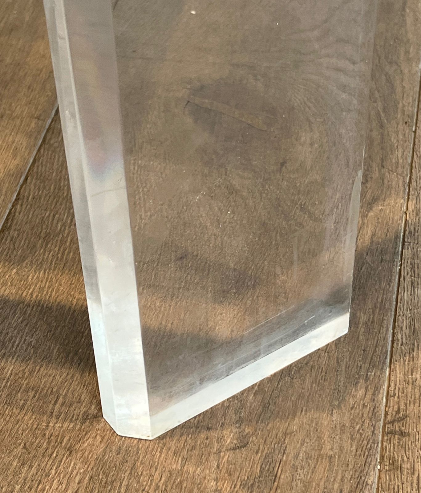 Furniture Pair Of Octagonal Plexiglass And Chrome Sofa End Tables From Maison Jansen photo
