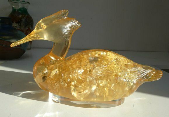 Fractal Resin Duck Bird Sculpture In The Style Of Godebsky, 1970s photo for sale