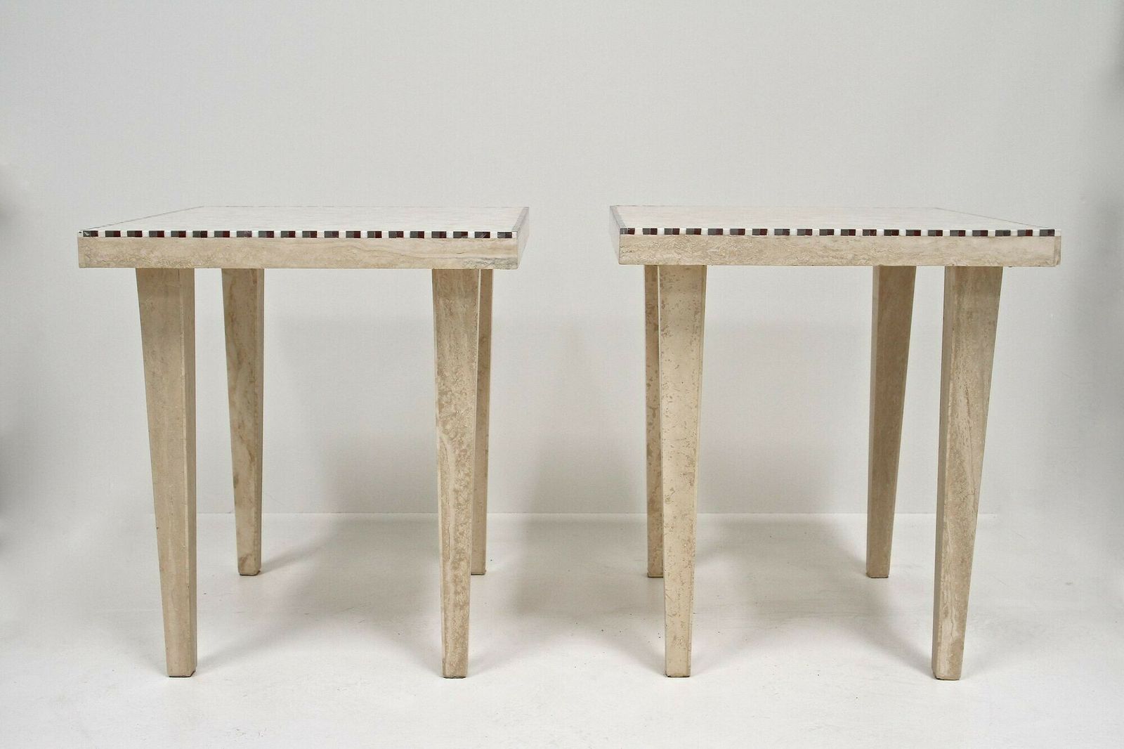 Pair Of 20th Century Italian Travertine Stone Side Tables, Italy 1980 photo buy