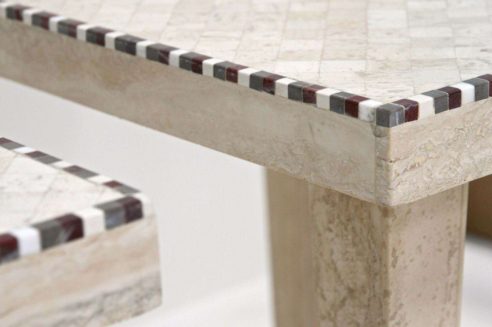 photo for sale Pair Of 20th Century Italian Travertine Stone Side Tables, Italy 1980