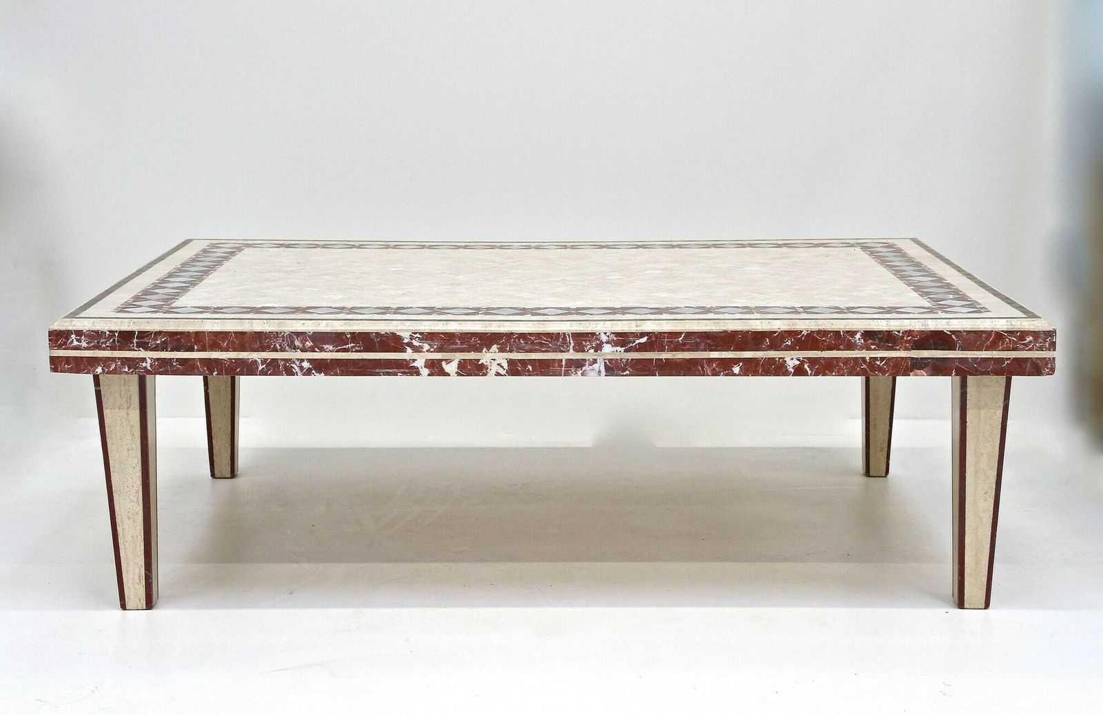 photo furniture 1980s Italian Travertine/ Marble Stone Coffee Table, It Ca. 1980