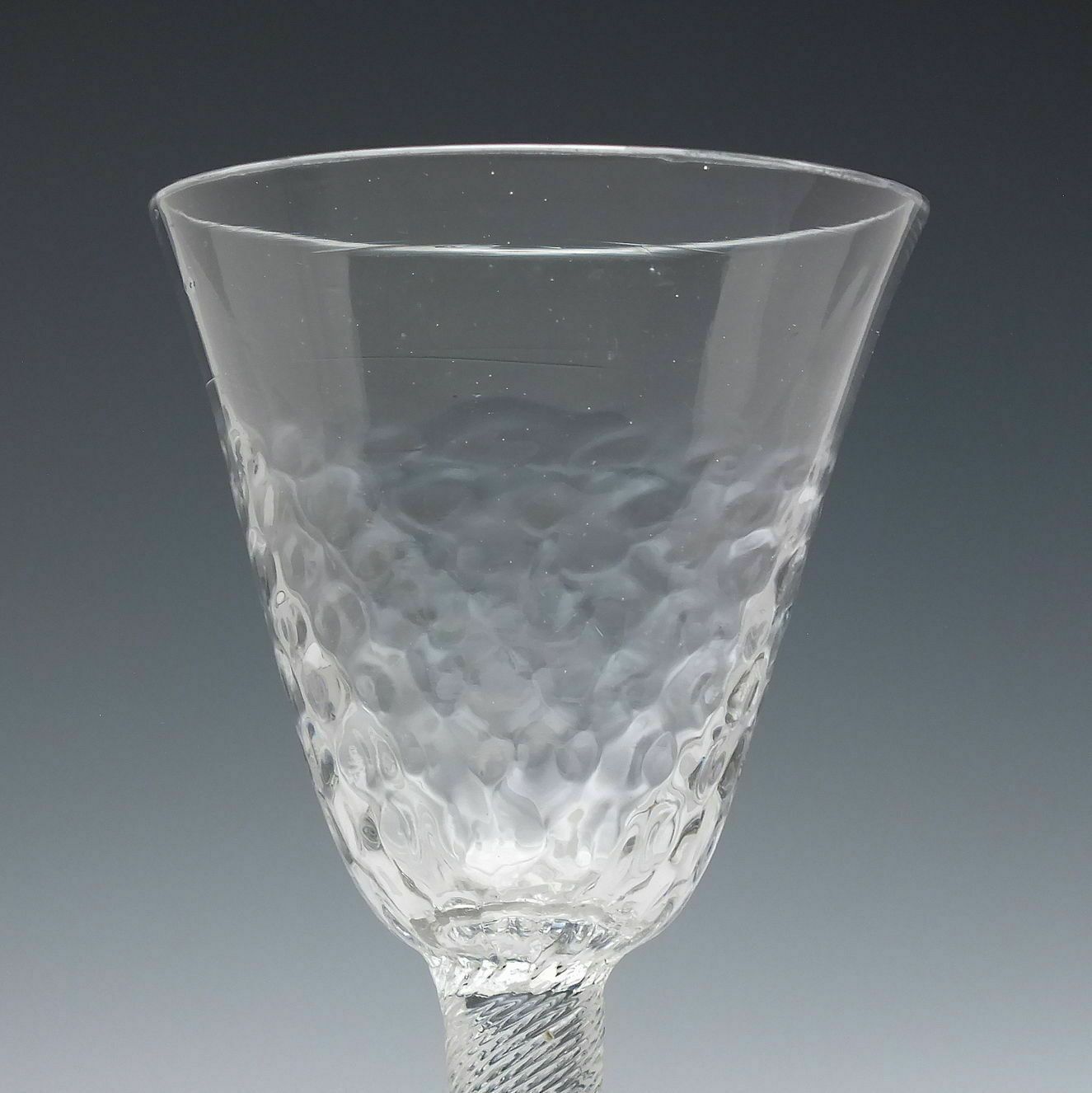 18th Century Incised Twist Wine Glass With Moulded Bowl C1755 photo for sale