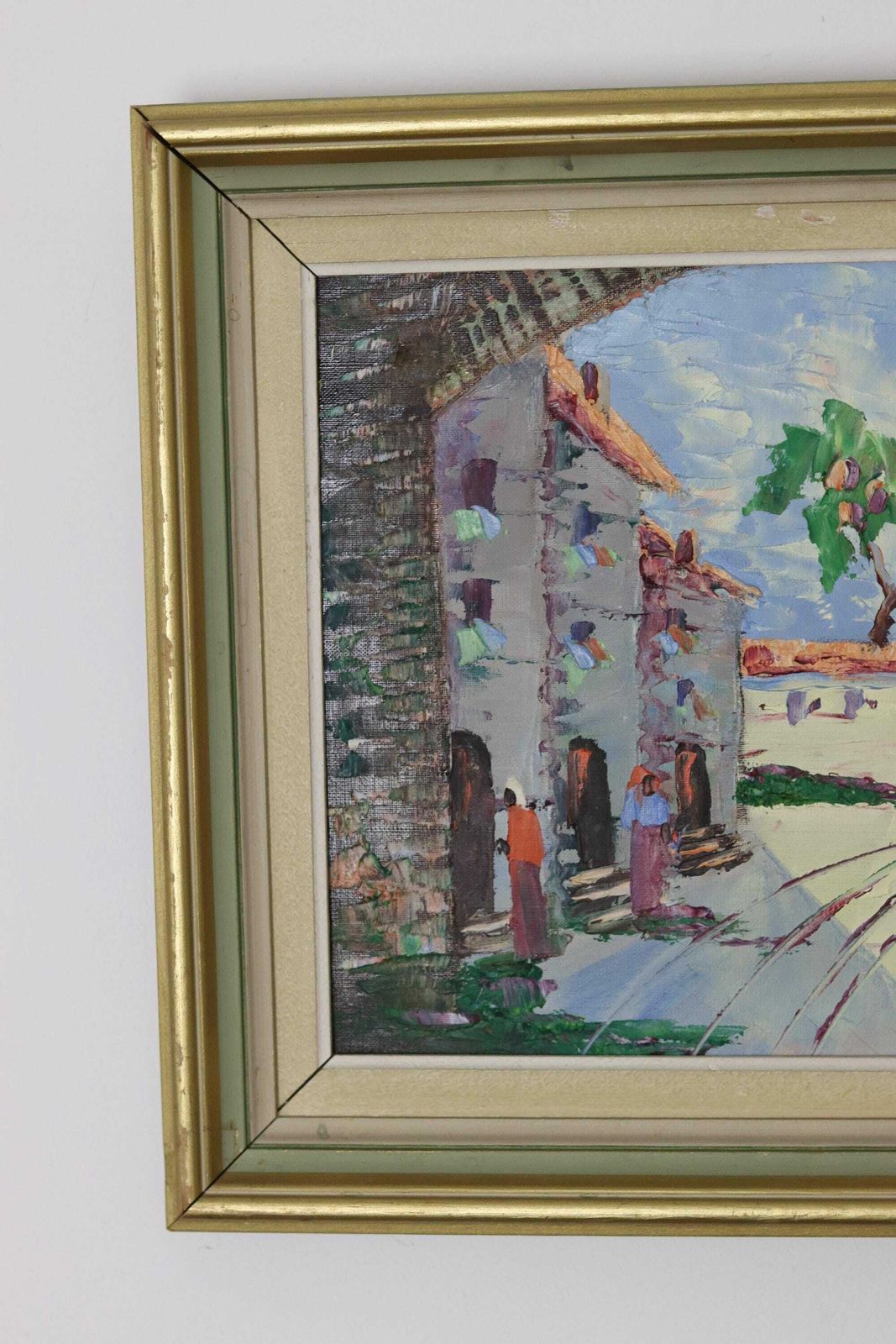 1950's Original Swedish Modernist Oil On Canvas Painting "Street View " By Charles Schölander  Vintage & Framed photo 195.0