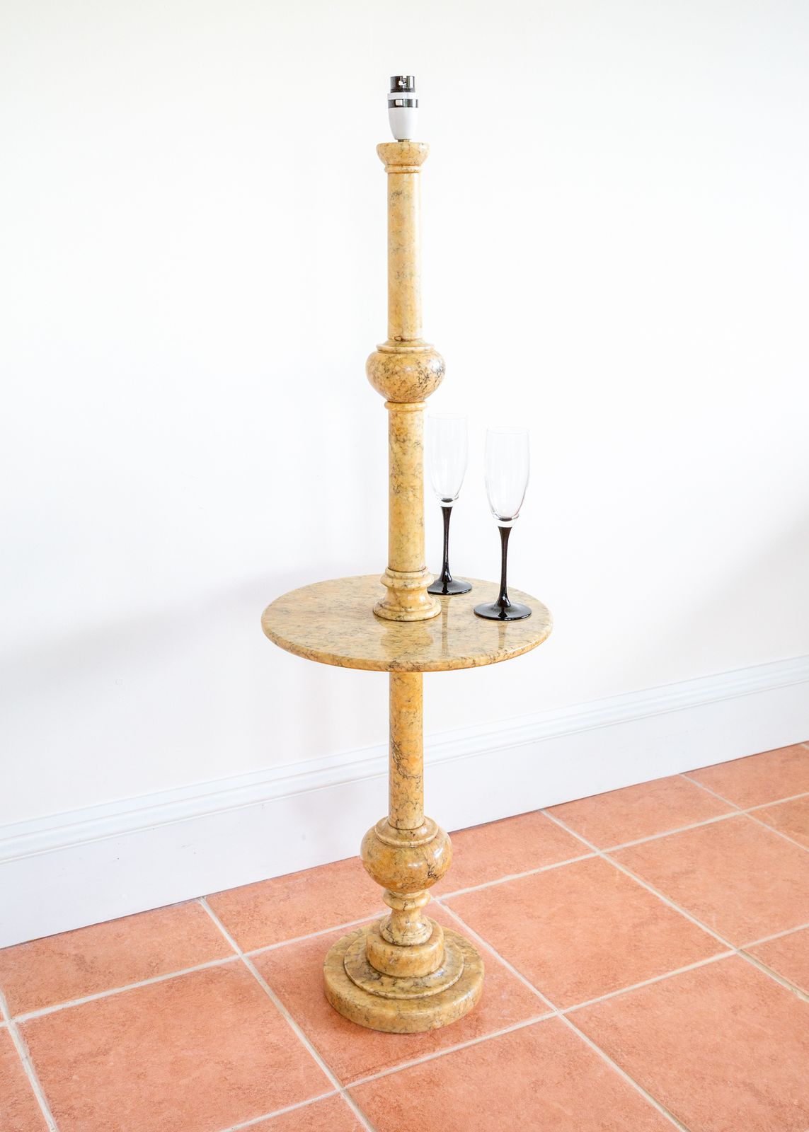 Italian Pedestal Alabaster Lamp With Shelf Mid Century Hollywood Regency 1950s N.Eoclassical M.Arble T.Able Mcm Lake Como Riviera Villa Style photo for sale