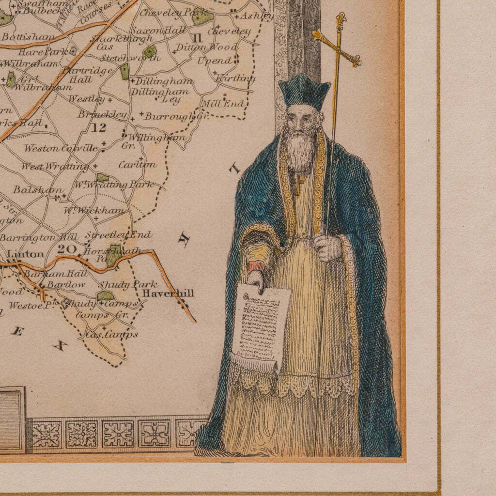 photo furniture Antique Lithography Map, Cambridgeshire, English, Framed Cartography, Victorian