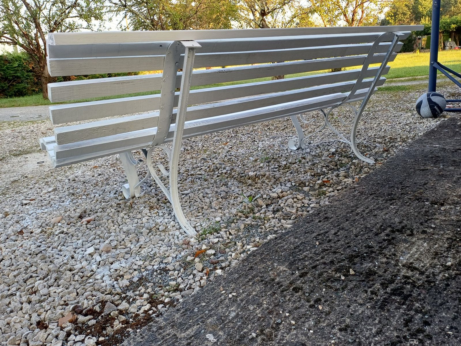 Wrought Iron And Wood Bench From The 60s photo for sale