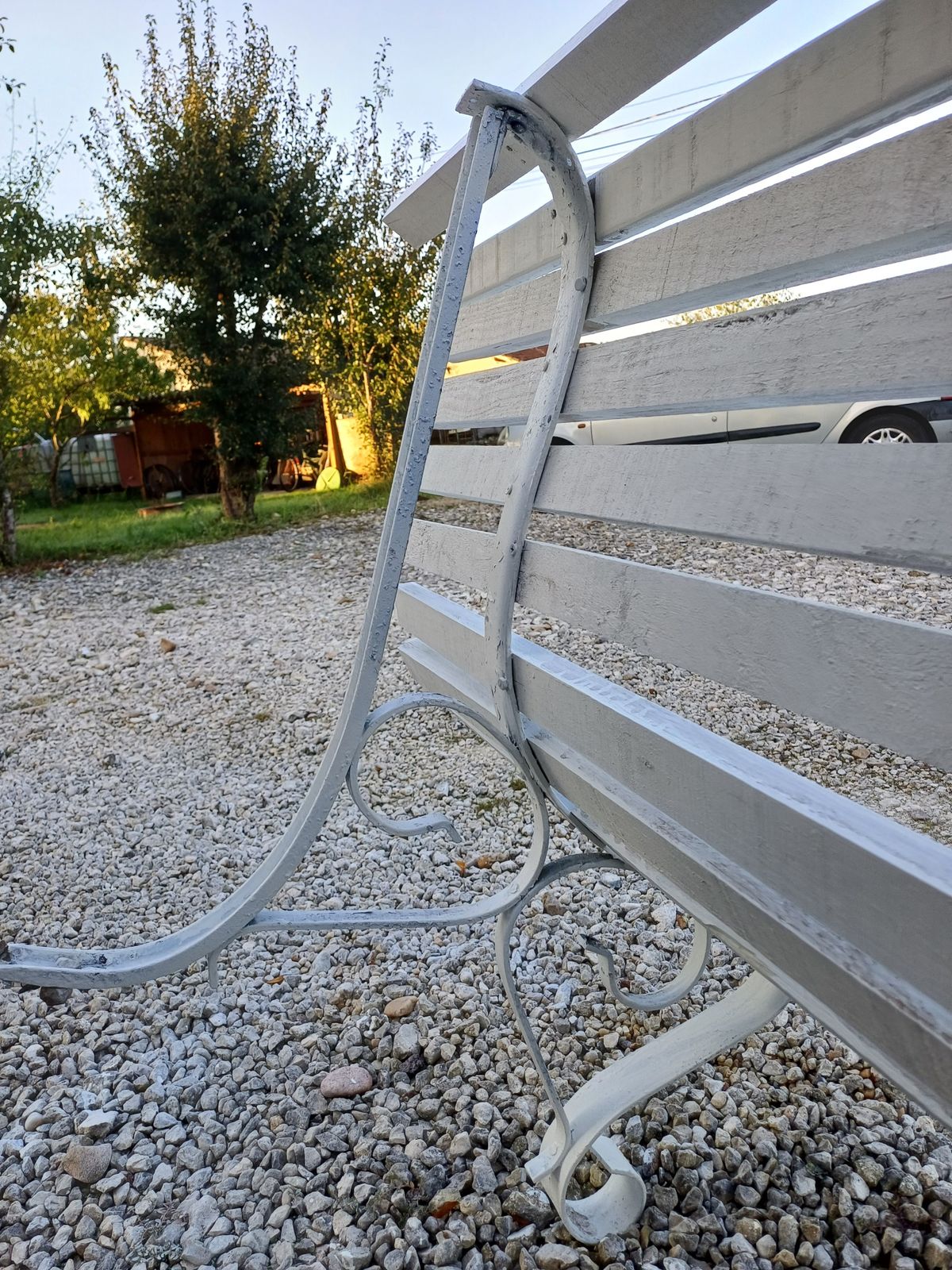 Furniture Wrought Iron And Wood Bench From The 60s photo