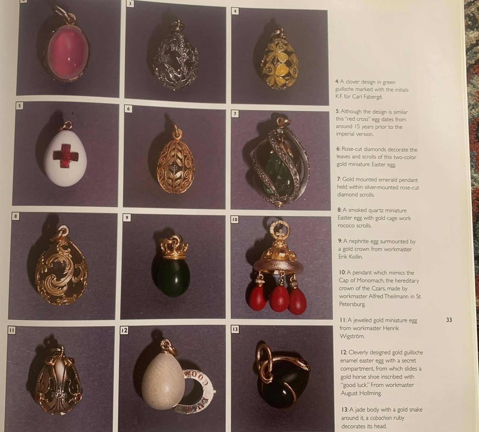 Fabergé | Karen Farrington | Book | Russian | Overview | Eggs | Stone Carving | Cigarette Cases | Jewelry | Bell Pushes | 1999 photo vintage