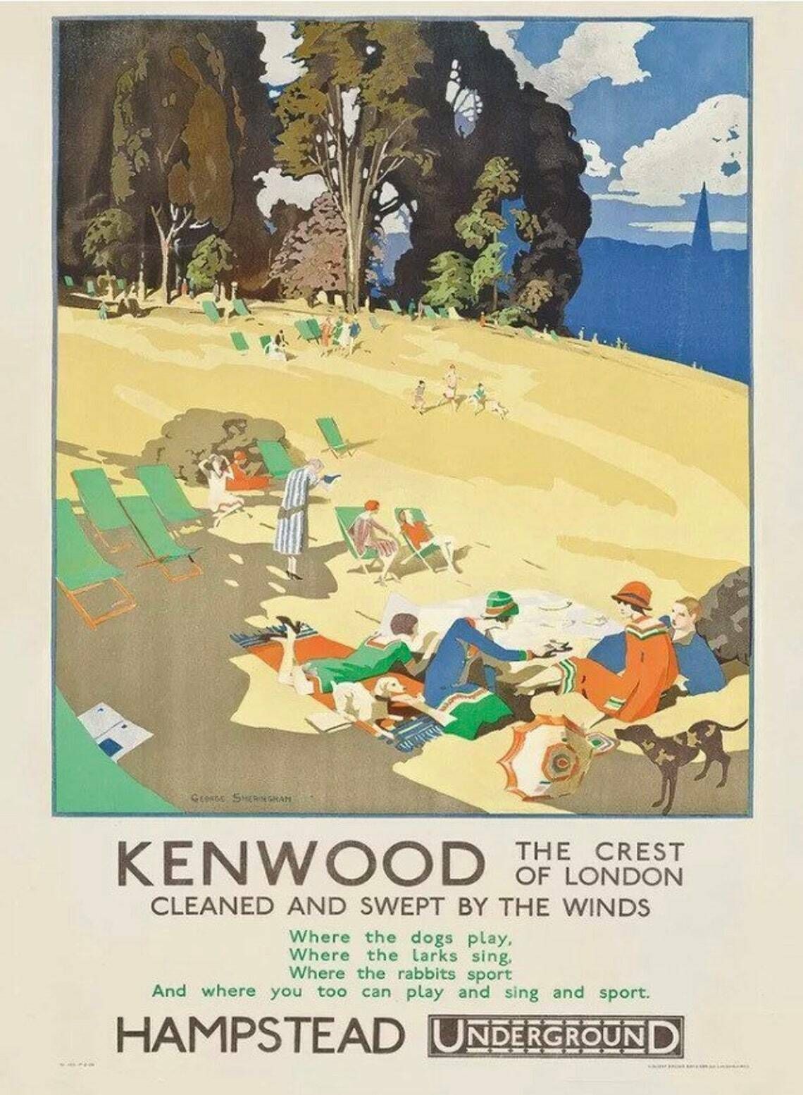 1926 Hampstead Heath ‘Kenwood’ London Underground Advertising Poster   Art Deco