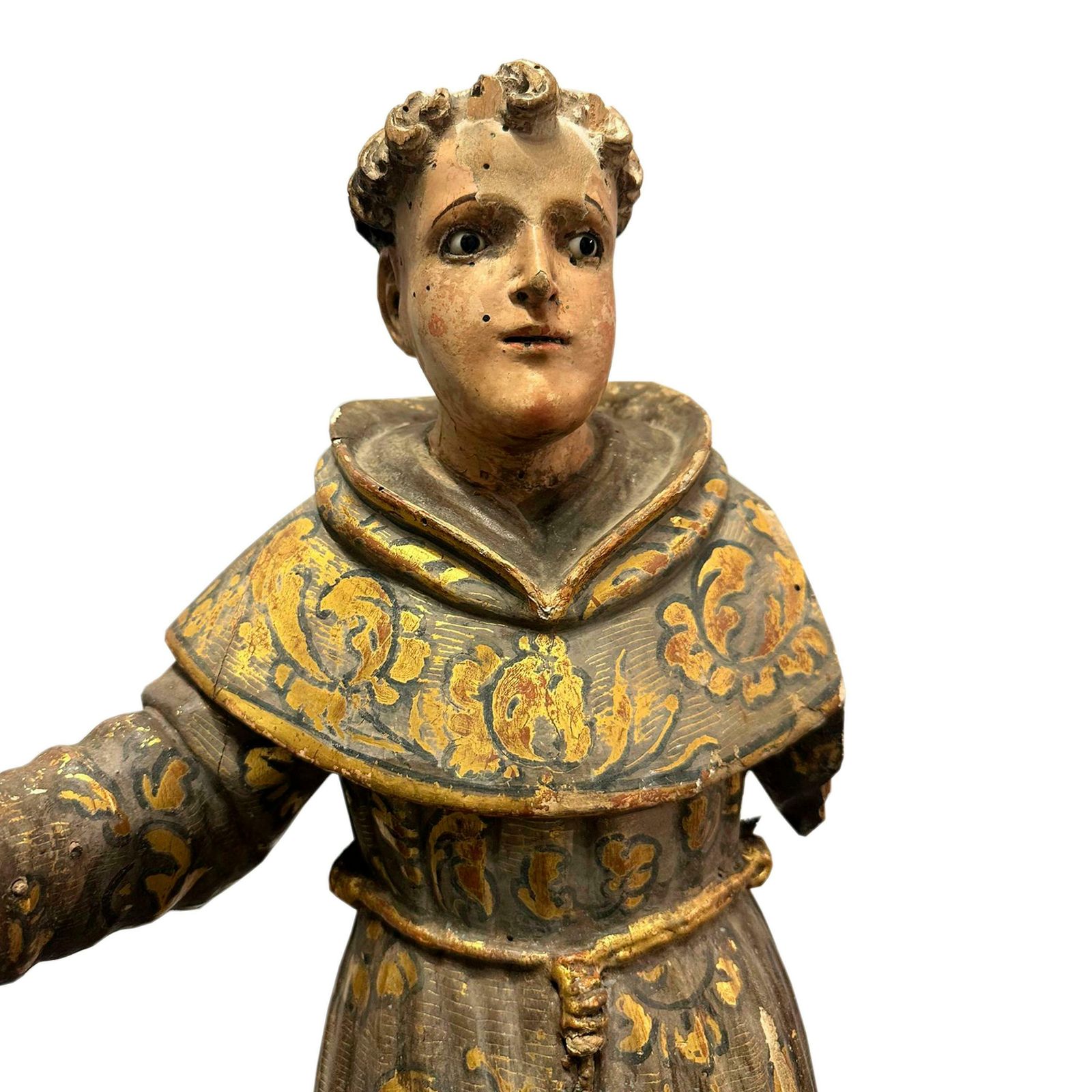 Hand Carved "Saint Francis" Wooden Sculpture, Spain, 17th Century. photo for sale
