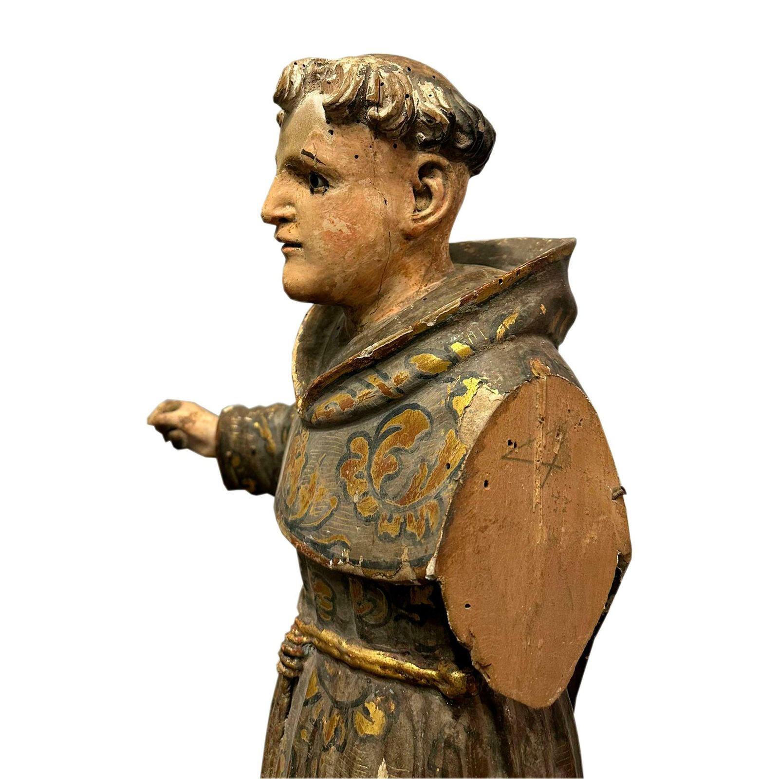 Hand Carved "Saint Francis" Wooden Sculpture, Spain, 17th Century. photo 1681.0