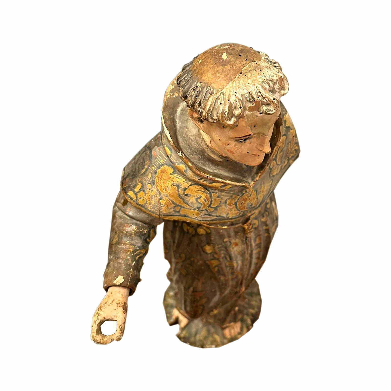 photo for sale Hand Carved "Saint Francis" Wooden Sculpture, Spain, 17th Century.