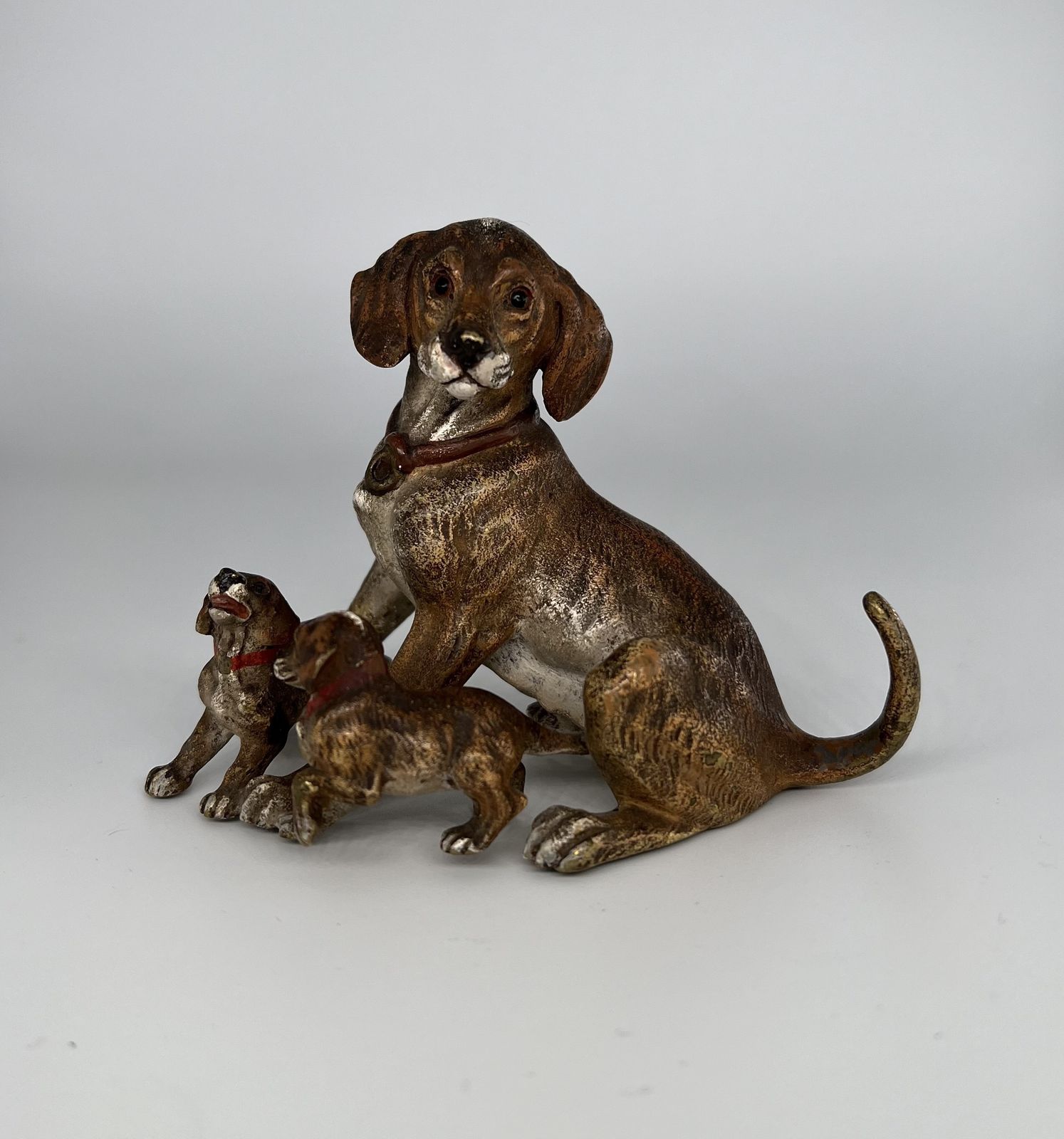 Franz Bergman Dog And Puppies Cold Painted Bronze