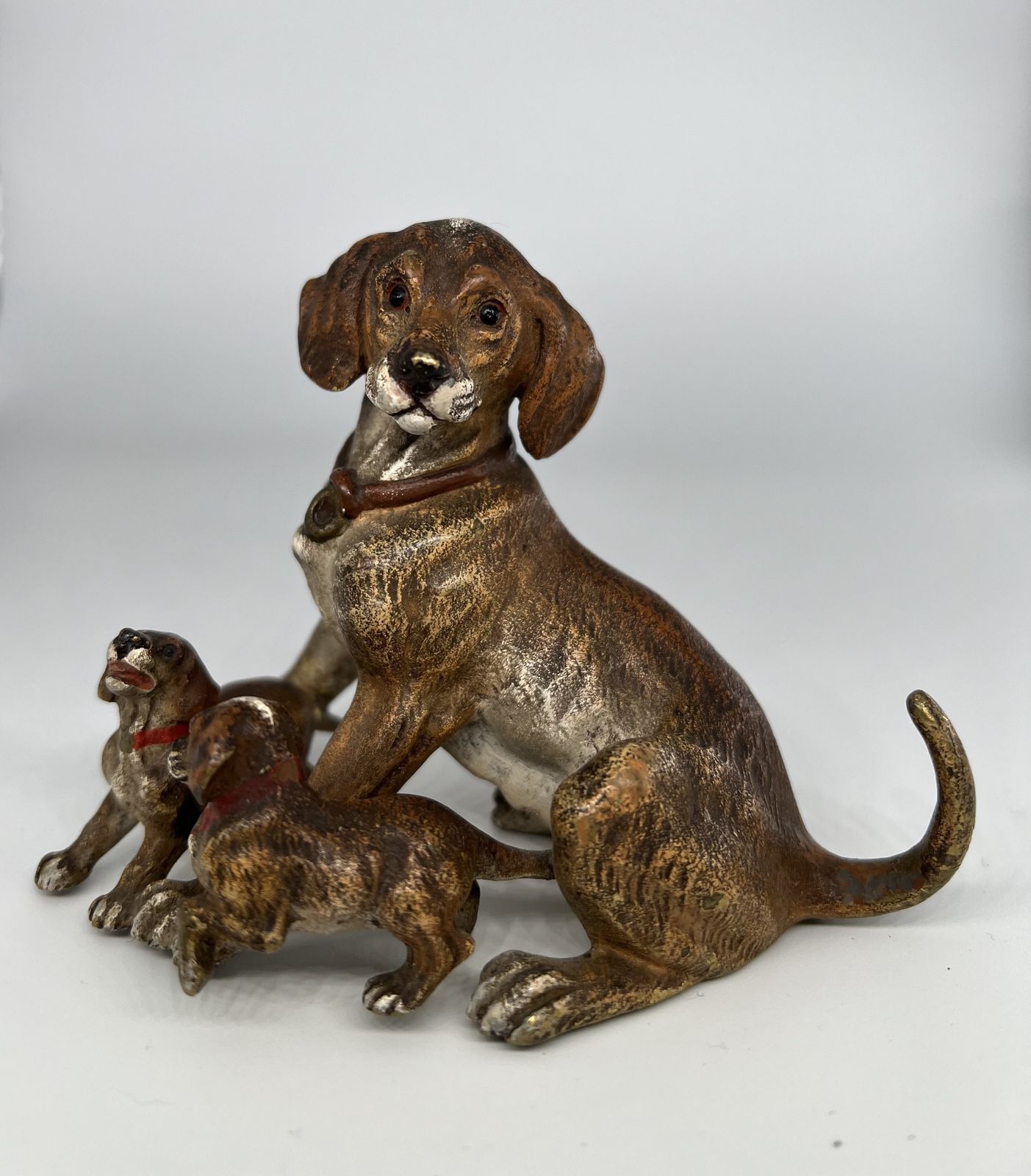 Franz Bergman Dog And Puppies Cold Painted Bronze photo for sale