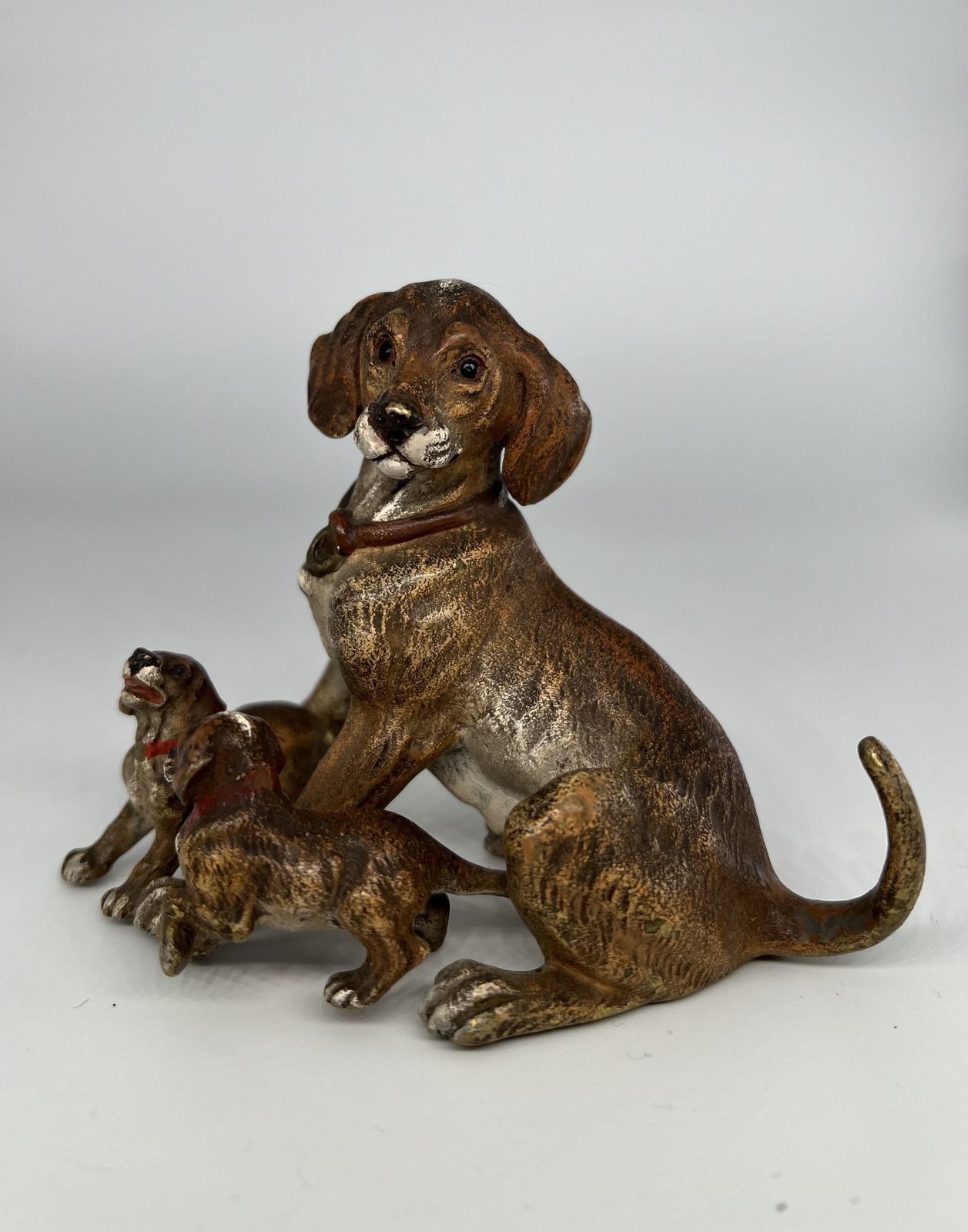 photo for sale Franz Bergman Dog And Puppies Cold Painted Bronze