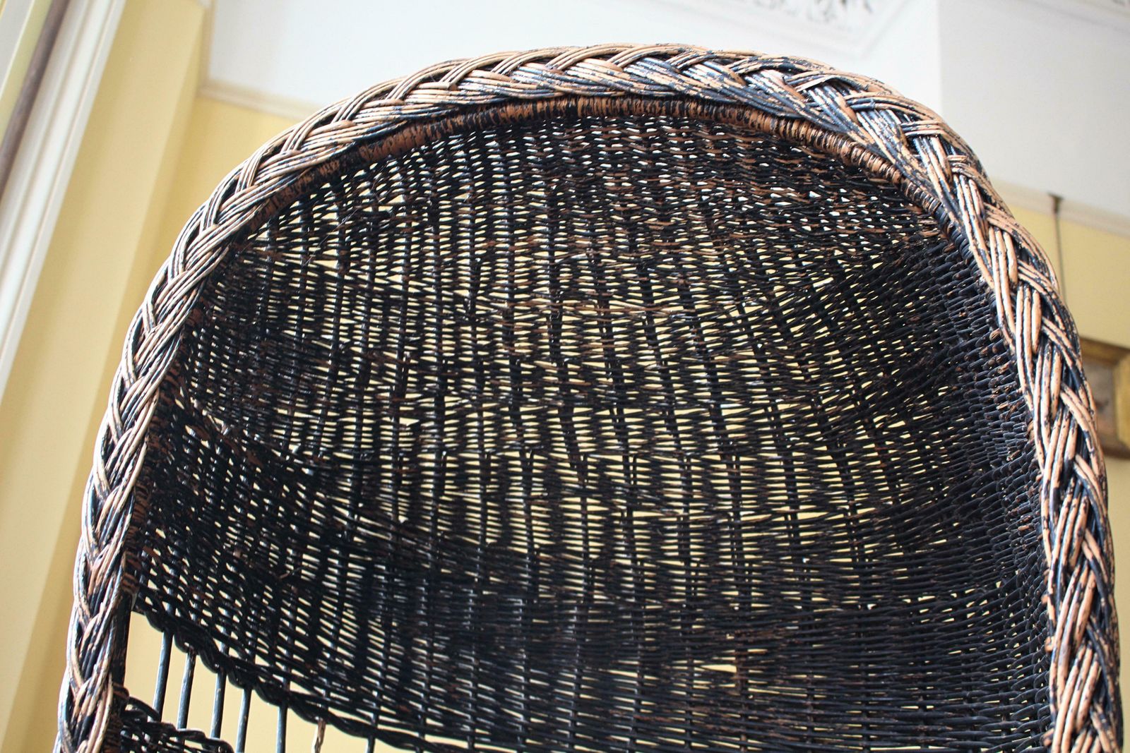 Early 20th C Hooded Porters Wicker Willow Lawn Conservatory Chair Country House photo vinterior