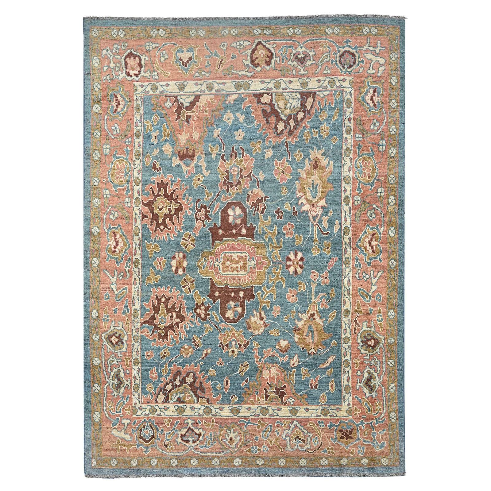 Antique Finished Ushak Carpet 374x265cm