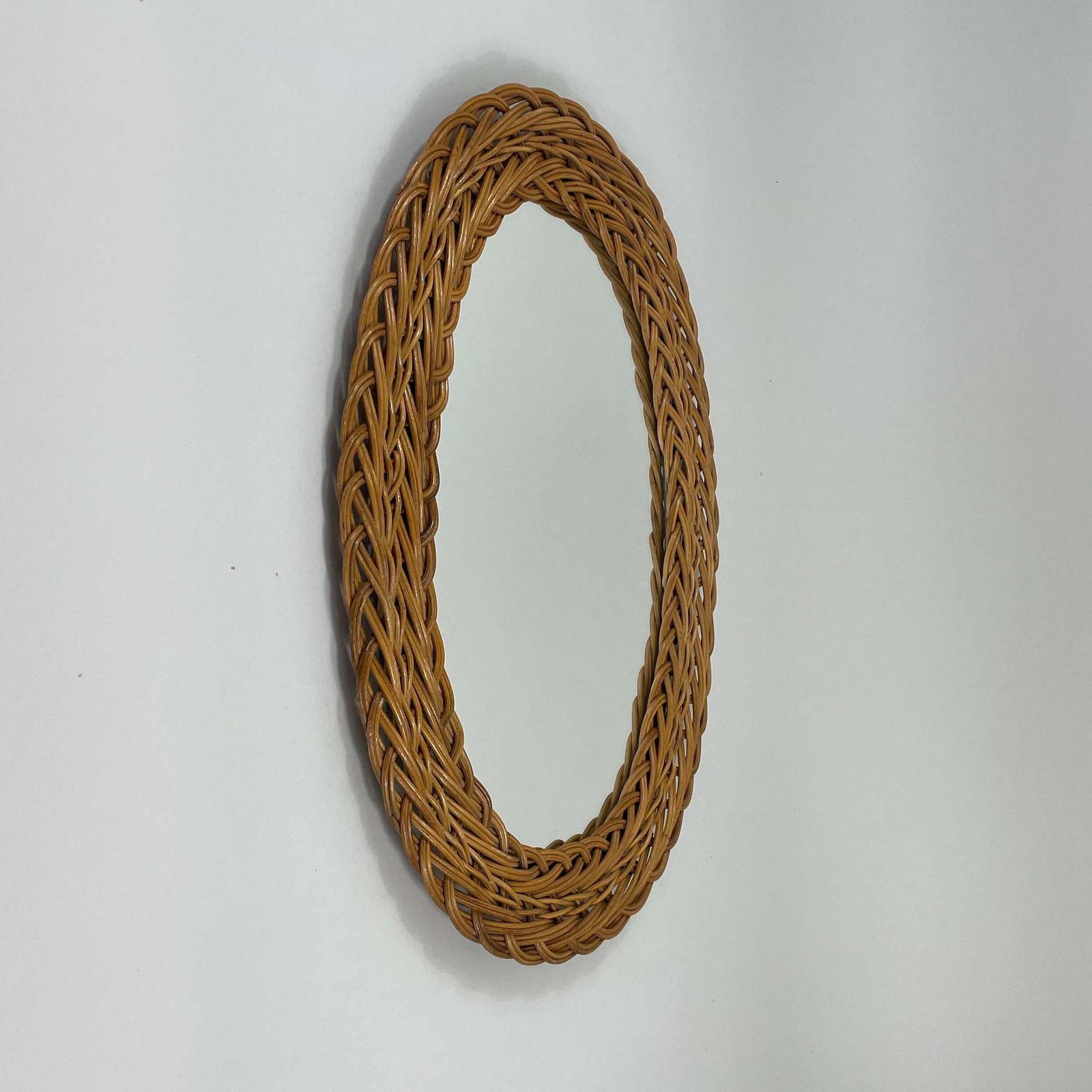Home Decor French Riviera Rattan Oval Wall Mirror, France 1960s photo