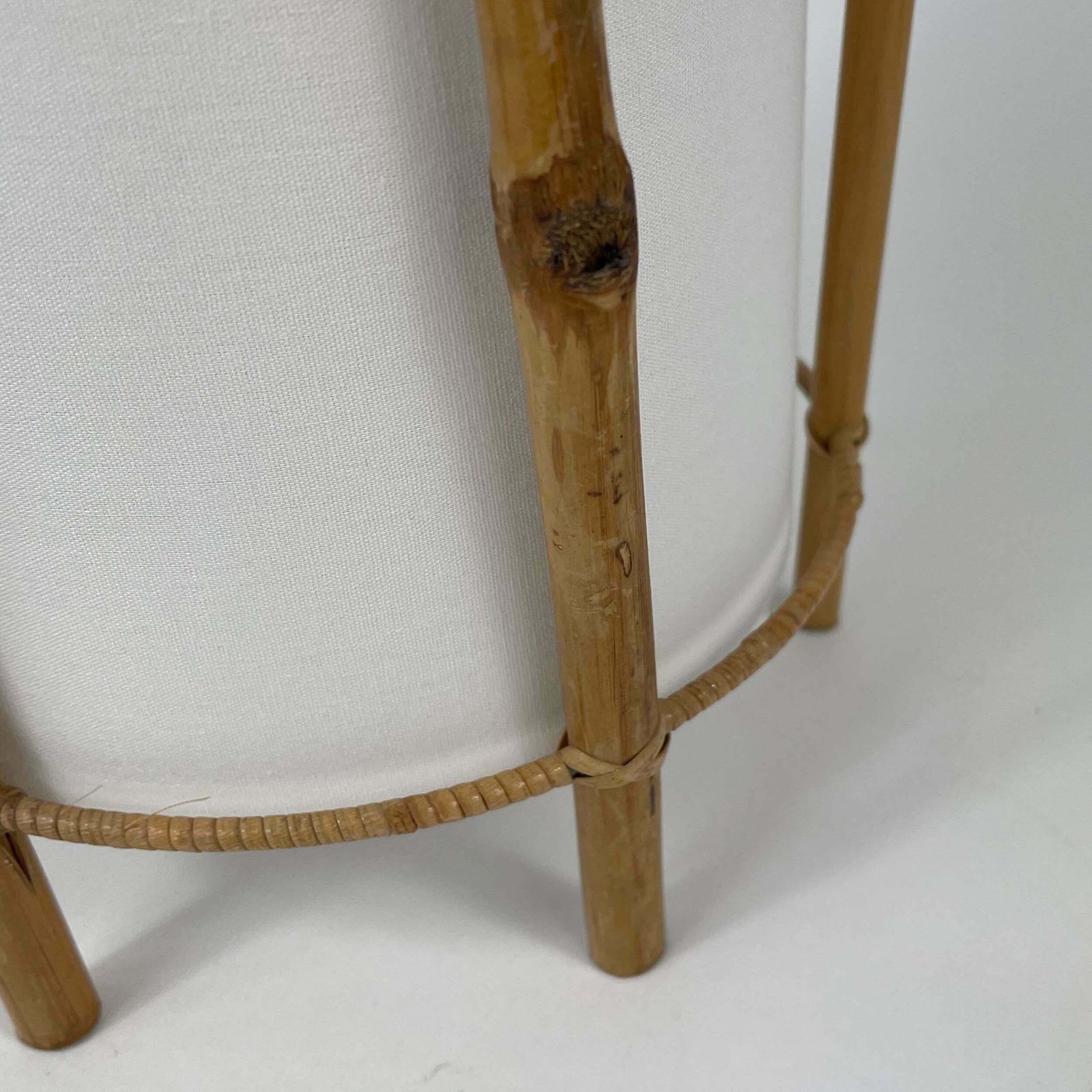 776.0 Bamboo & White Linen Table Lamp By Louis Sognot, France 1950s photo