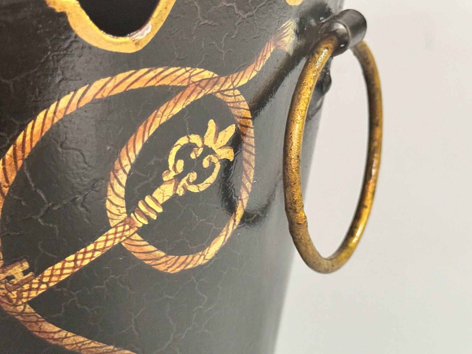 Vide Poche Or Plant Pot Holder, Metal, Gold And Black Color, France 1970 photo Home Decor