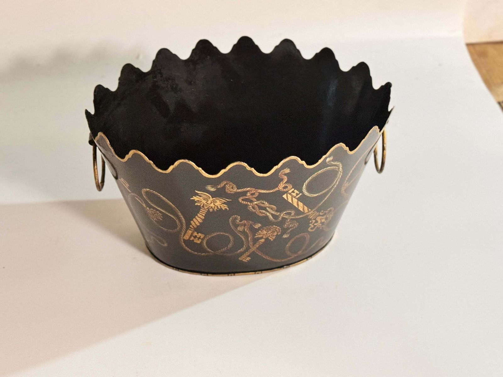 photo furniture Vide Poche Or Plant Pot Holder, Metal, Gold And Black Color, France 1970