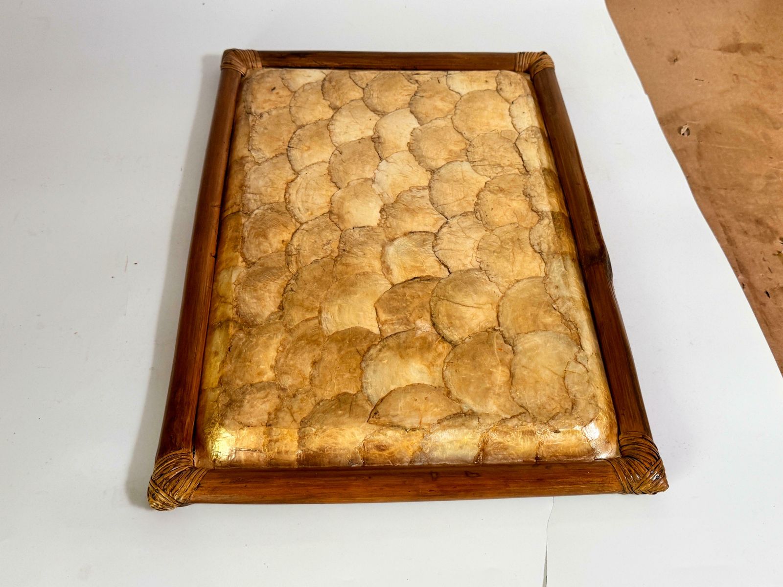 Mid Century French Decorative Wood And Mother Of Pearl Platter 1970s photo buy