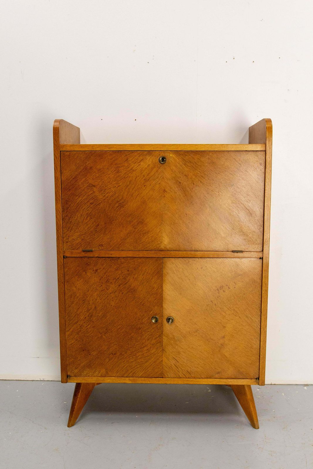 Mid Century Drop Leaf Oak Sideboard With Compass Leg photo furniture