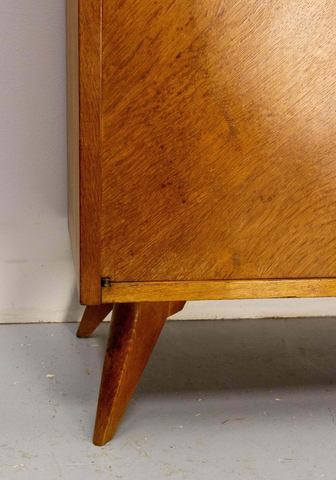 Mid Century Drop Leaf Oak Sideboard With Compass Leg photo buy