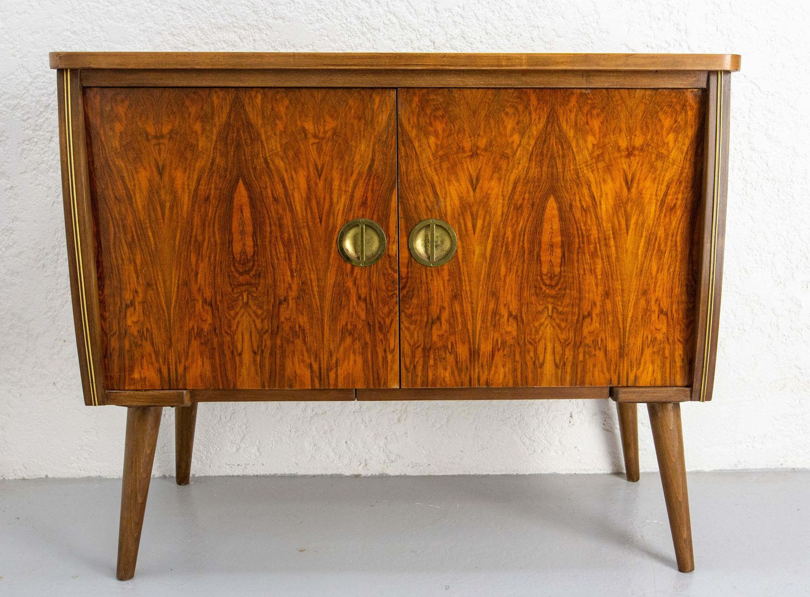 Bar Cocktail Cabinet, Walnut & Marble France, 20th Mid Century photo for sale