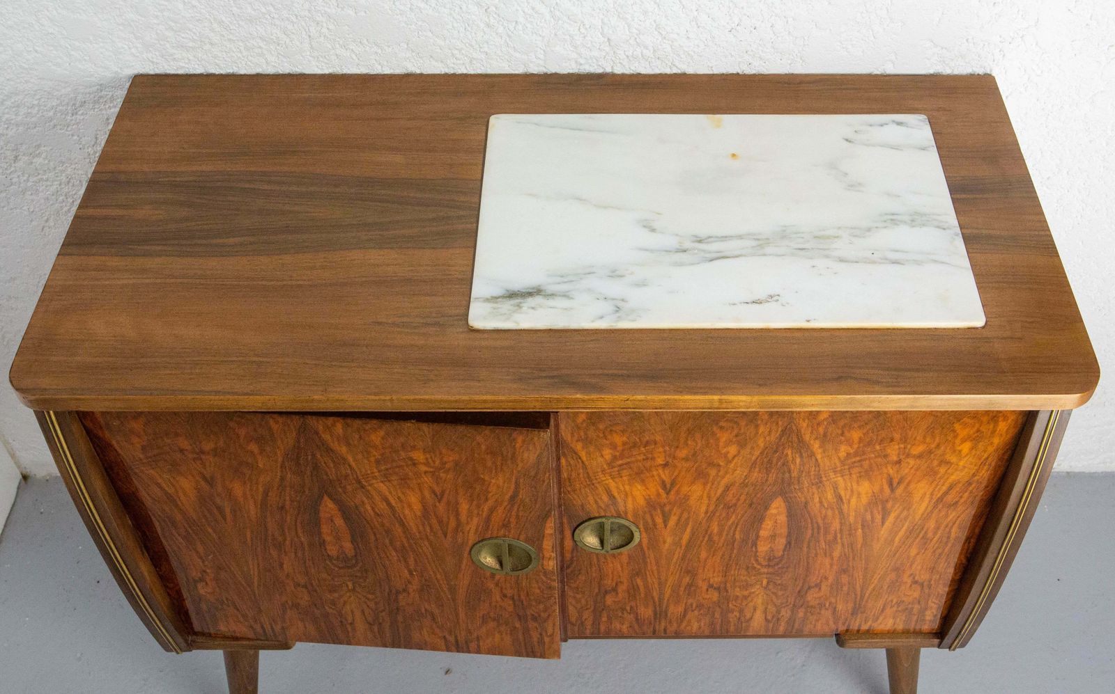 990.0 Bar Cocktail Cabinet, Walnut & Marble France, 20th Mid Century photo