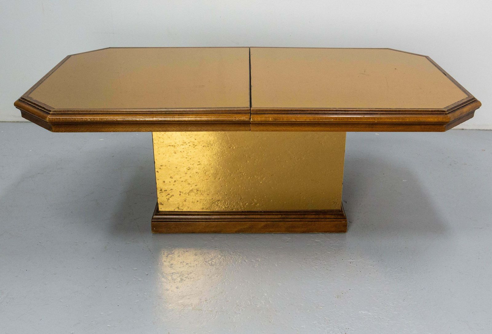 French Wood And Smoked Mirror Coffee Table, Circa 1980 photo 980.0